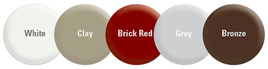 White, clay, brick red, gray, and bronze paint color options